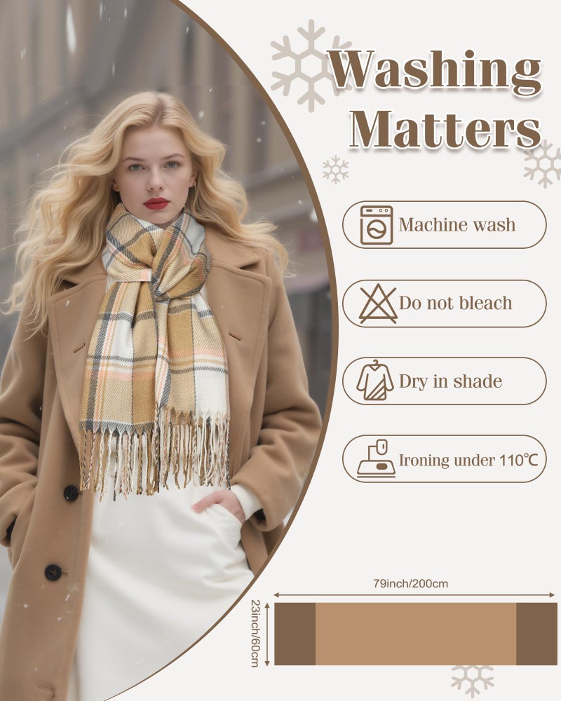 YSense وشاح شتوي YSense للنساء، وشاح طويل مزخرف بالألوان الدافئة، هدية للسيدات - Image 4